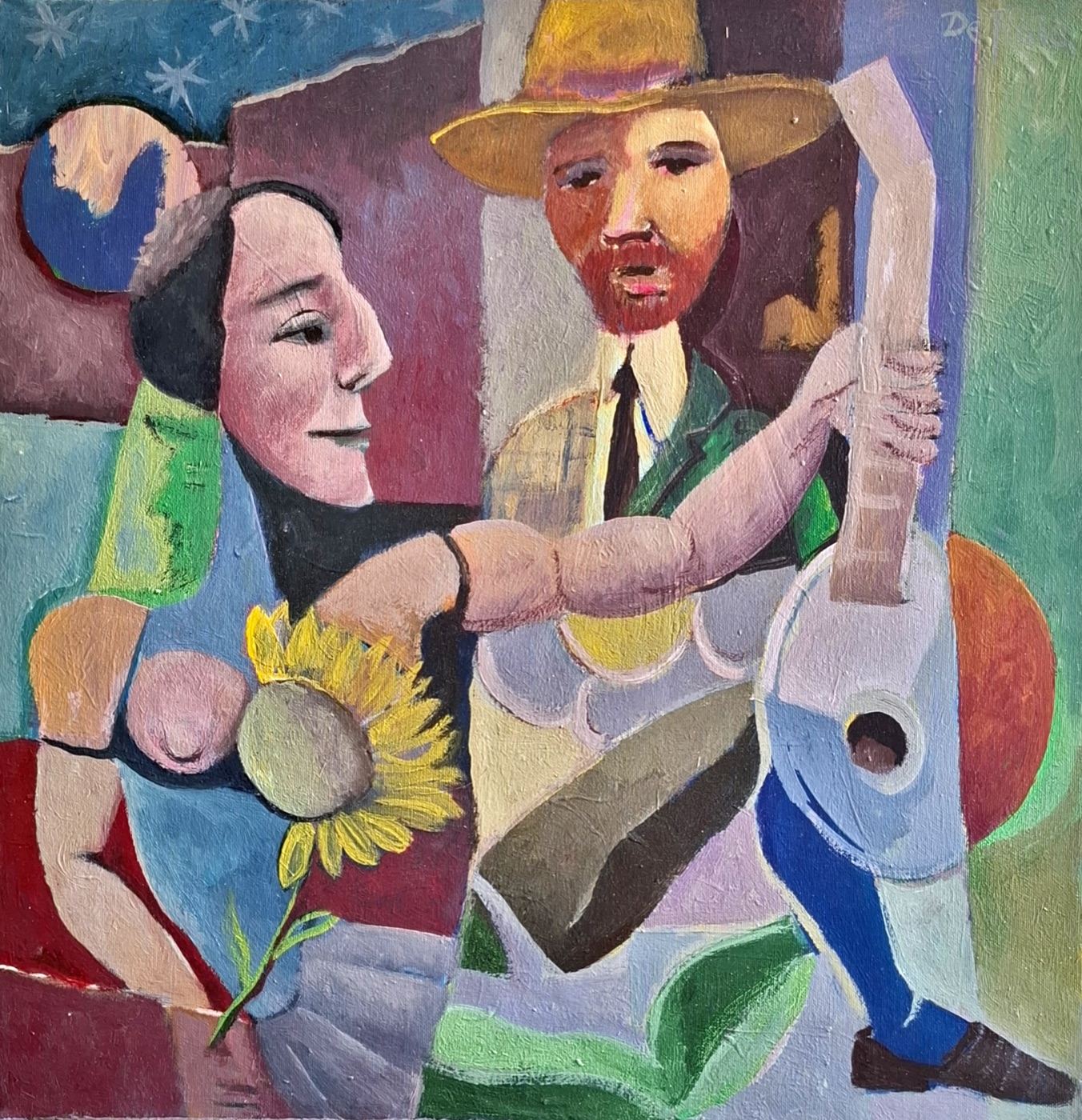 L'Amaro Mestiere del Vivere, dipinto ad acrilico su tela di Giacomo De Troia, 50×50 cm
