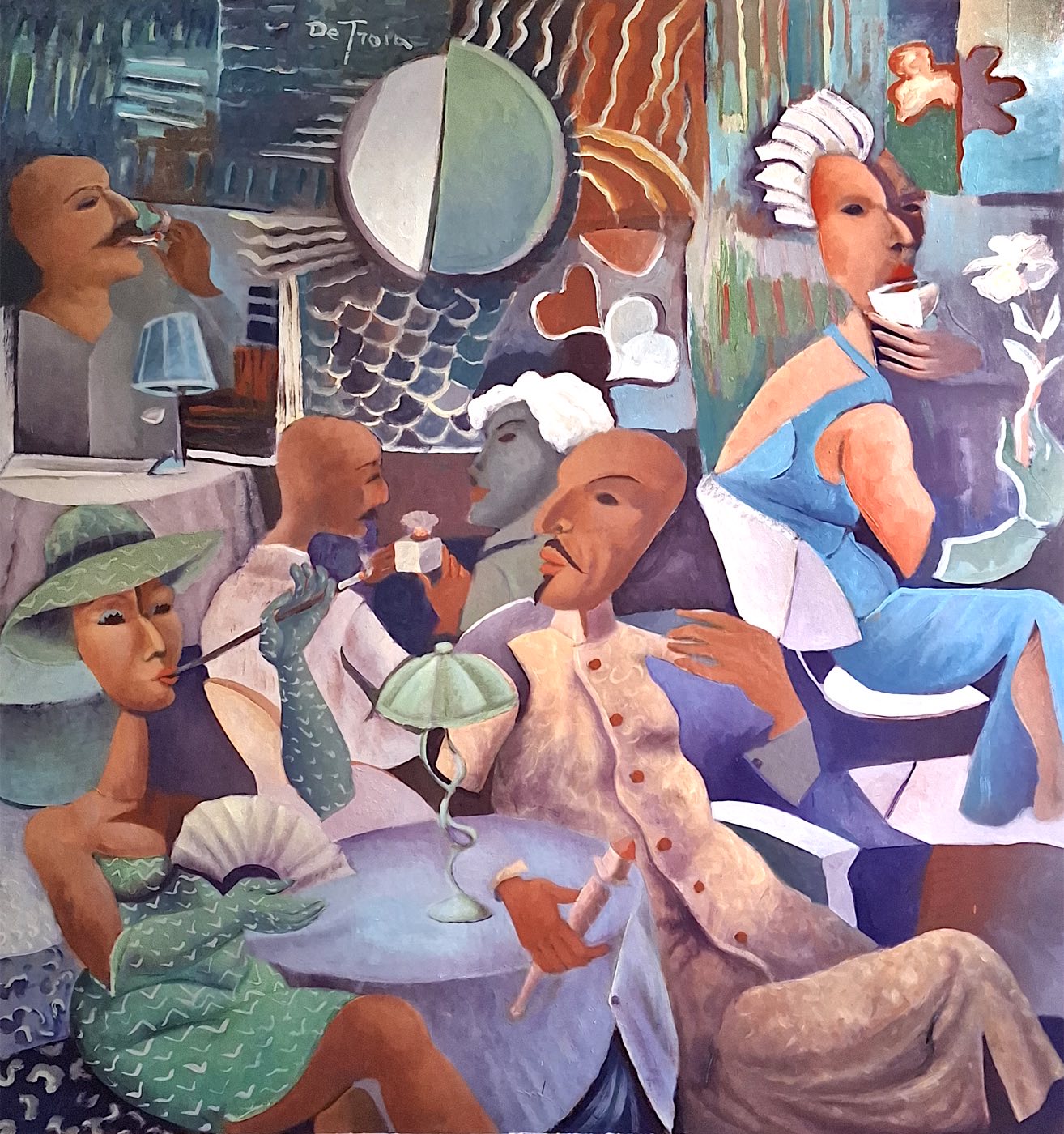 Protagonisti, dipinto ad acrilico su tela di Giacomo De Troia, 113×121 cm