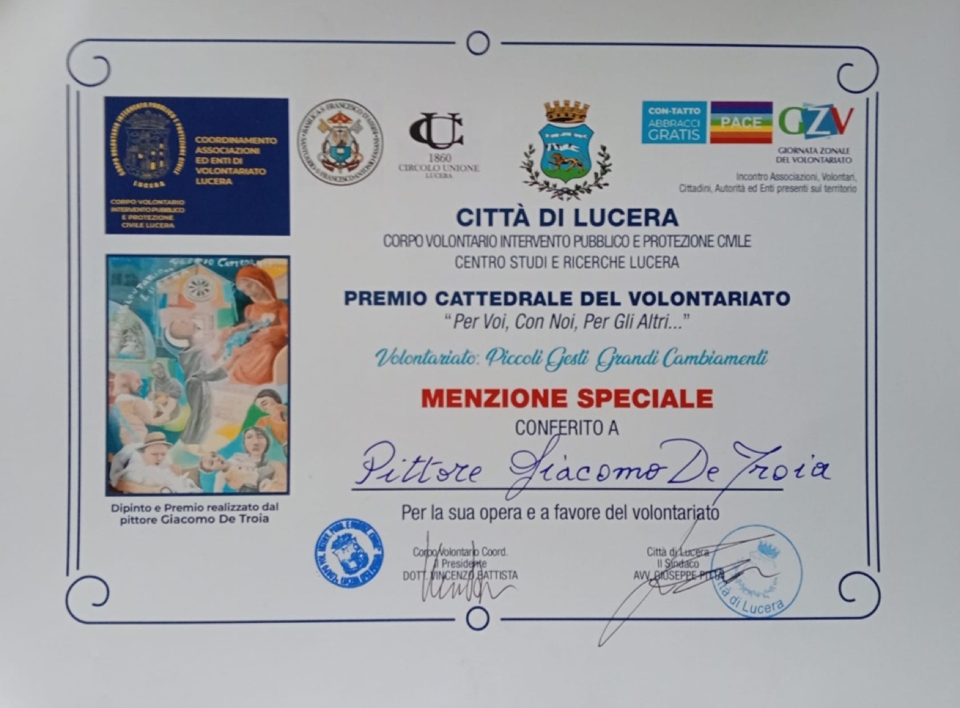 Menzione Speciale Premio Cattedrale del Volontariato — Giacomo De Troia